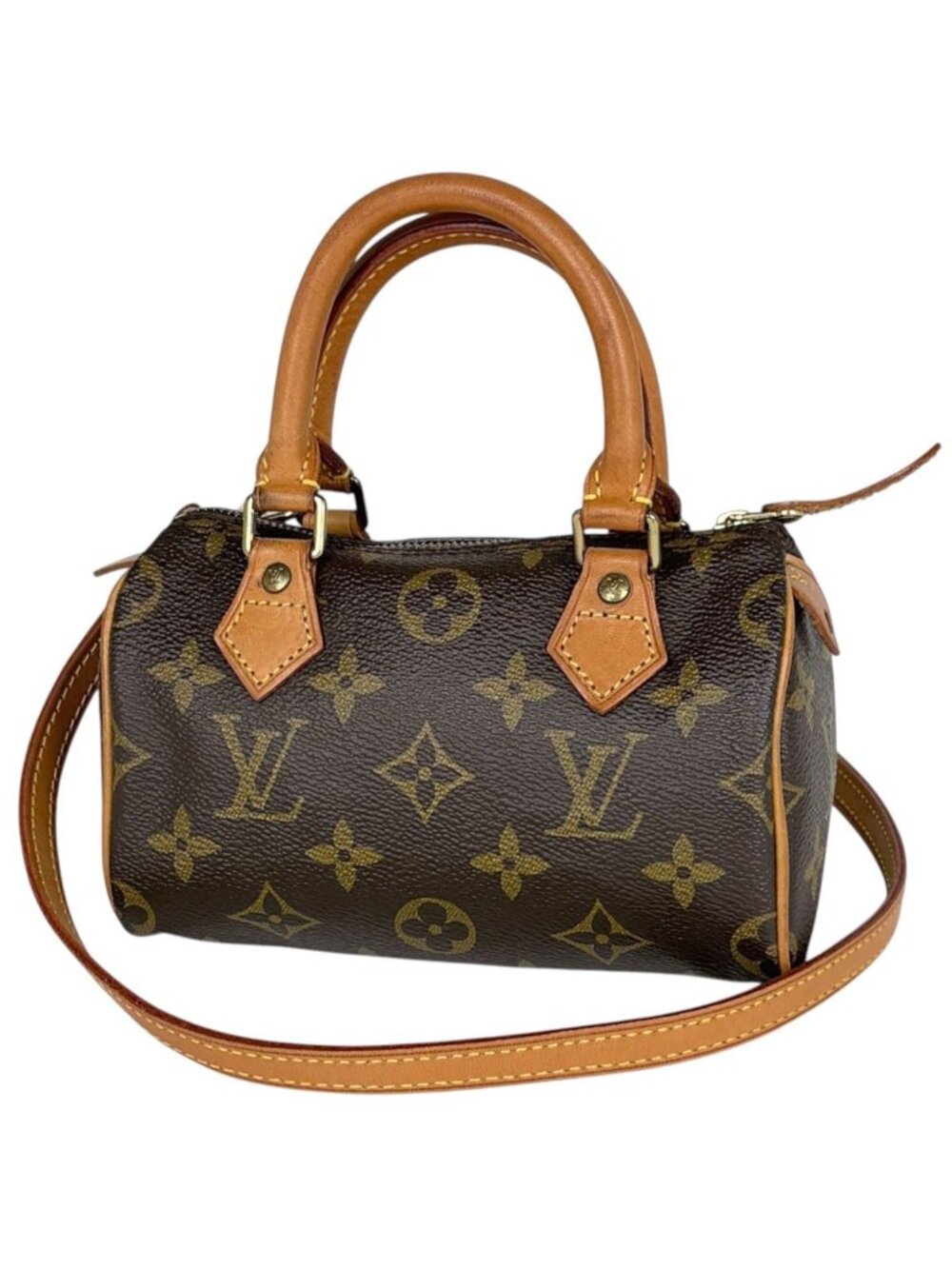 Louis Vuitton Mini Speedy Handbag 2-Way Monogram Brown